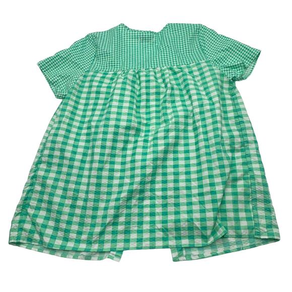 TOTI FASHION Women Large Vintage Green White Gingham Check Nightgown Smock Snaps - Picture 3 of 7